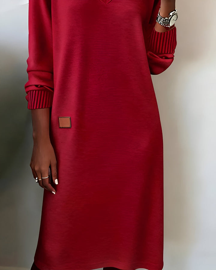 Kymari - Vestido Largo Informal de Punto con Cuello en V