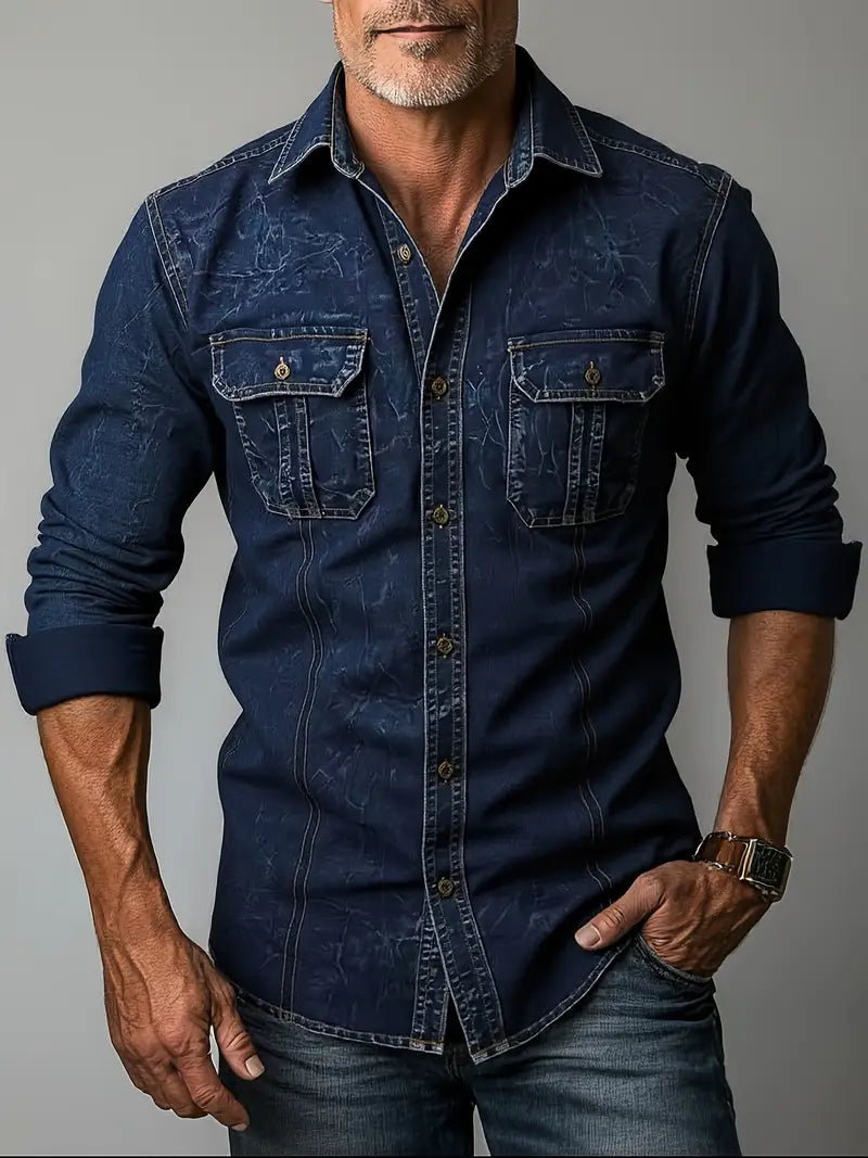 Angelo - Camisa Vaquera Con Bolsillos Delanteros Con Botones