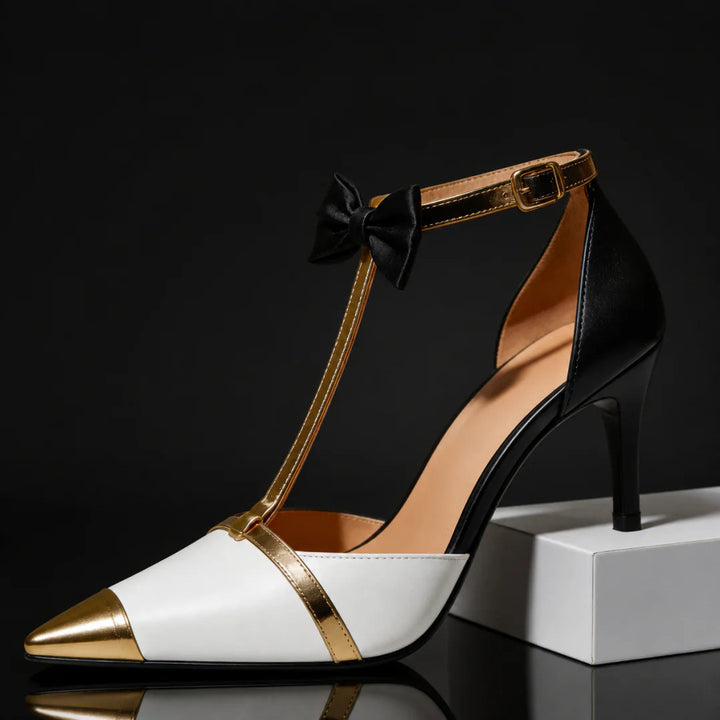 Eunice - Zapatos de Tacón Alto Con Lazo y Tiras en T