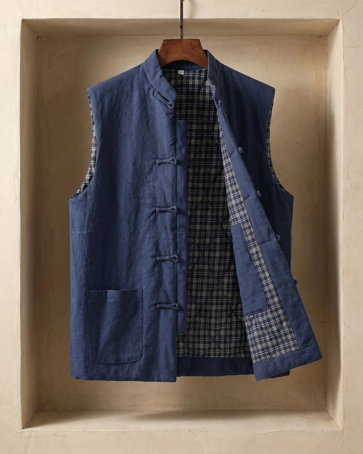 Fredrick - Chaleco con Bolsillos Delanteros de Estilo Vintage