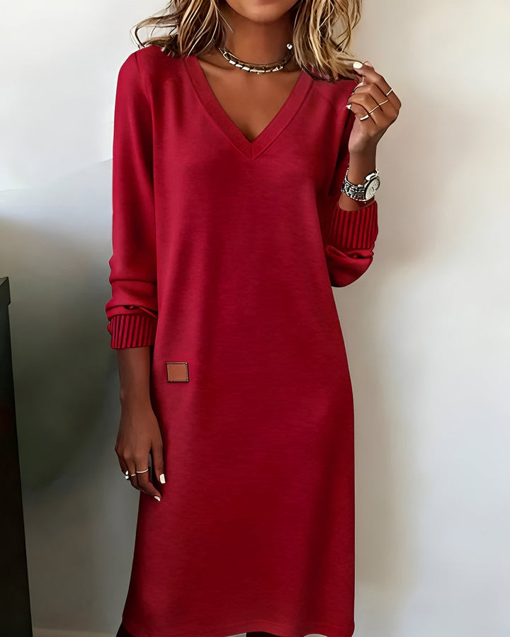 Kymari - Vestido Largo Informal de Punto con Cuello en V