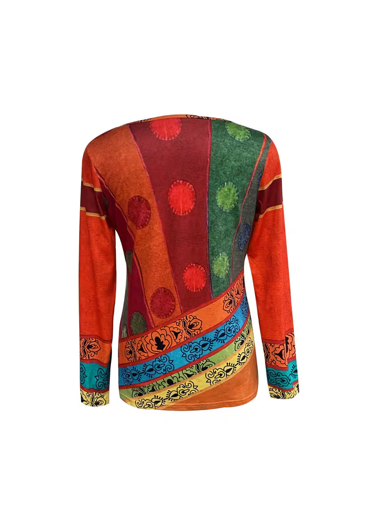 Kajia - Blusa De Manga Larga Con Estampado Etnico