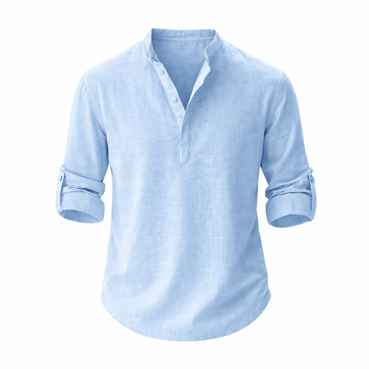 Galeazzo - Camisa De Algodón y Lino De Manga Larga