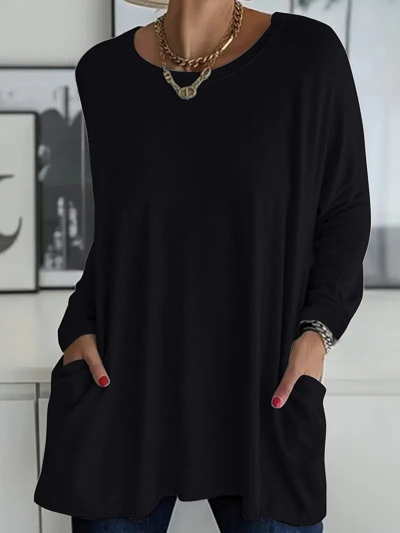 Noryn - Jersey Oversize Con Cuello Redondo y Bolsillos