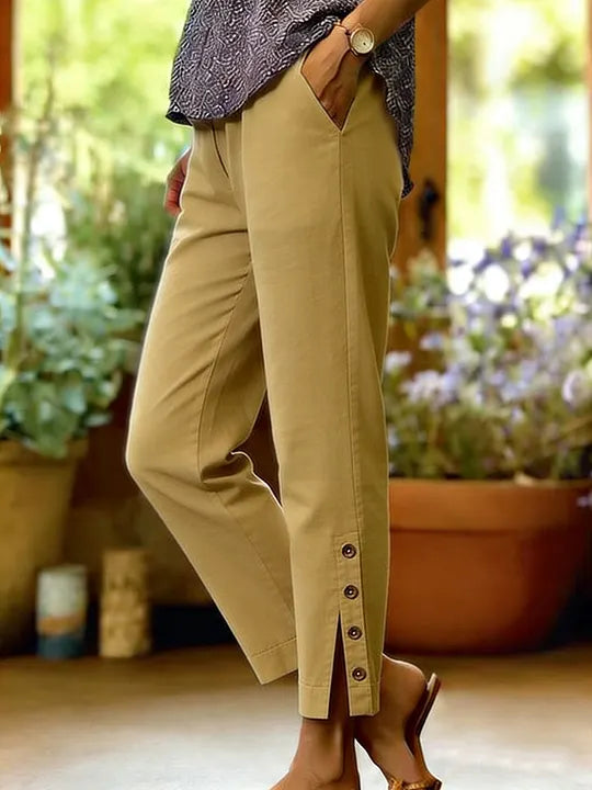 Kileza - Pantalones Informales De Corte Holgado Con Botones