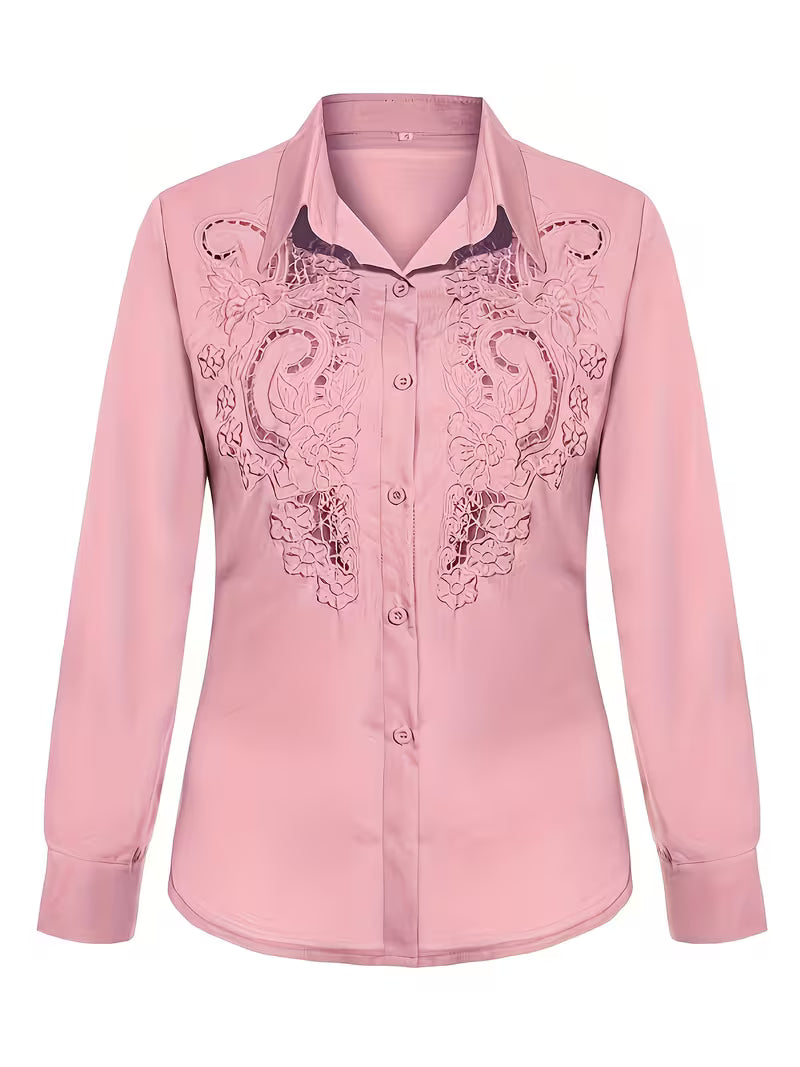 Jorunn - Blusa De Manga Larga Con Aberturas y Bordados