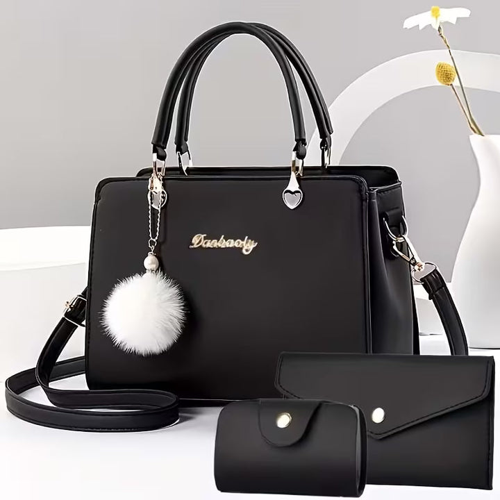 Sanika - Bolso de Mano Con Colgante de Pompón y Correa Para el Hombro