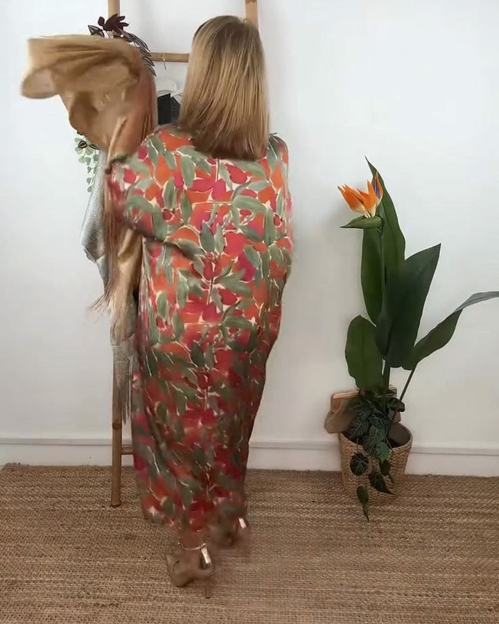 Shilisa - Vestido Con Cuello En V y Estampado De Trenzado