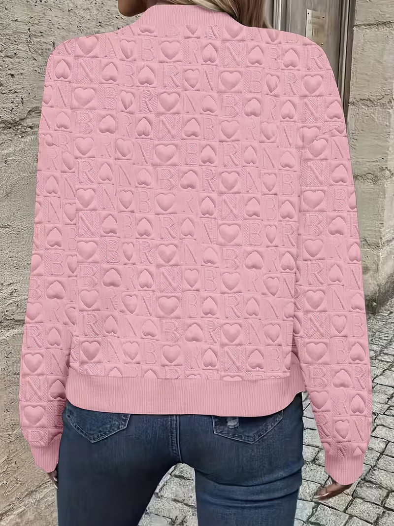 Lojina - Chaqueta Con Cremallera Y Diseño De Corazones en Relieve