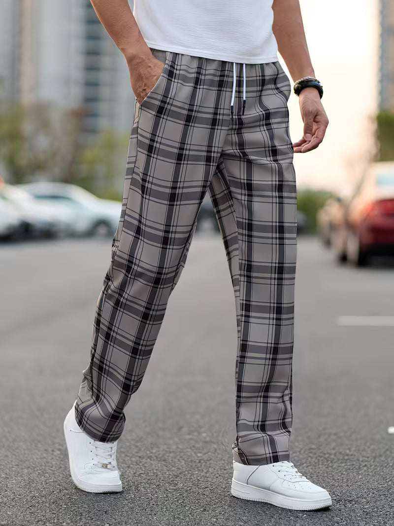 Idriz - Pantalones a Cuadros Con Cintura Elástica