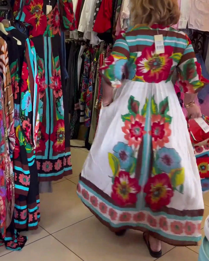 Nerijaa - Vestido Floral Con Escote En V Profundo