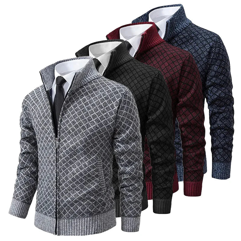 Klarik - Cárdigan De Punto Con Cremallera Completa Y Diseño De Rombos
