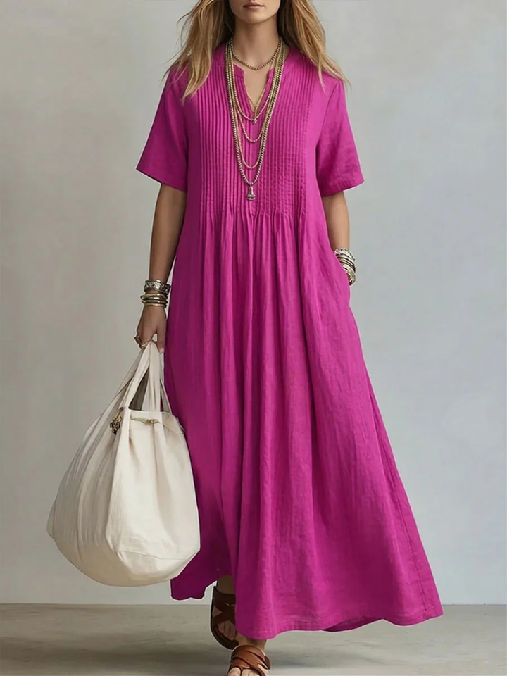 Betsaida - Elegante Vestido Con Cuello En V y Manga Corta