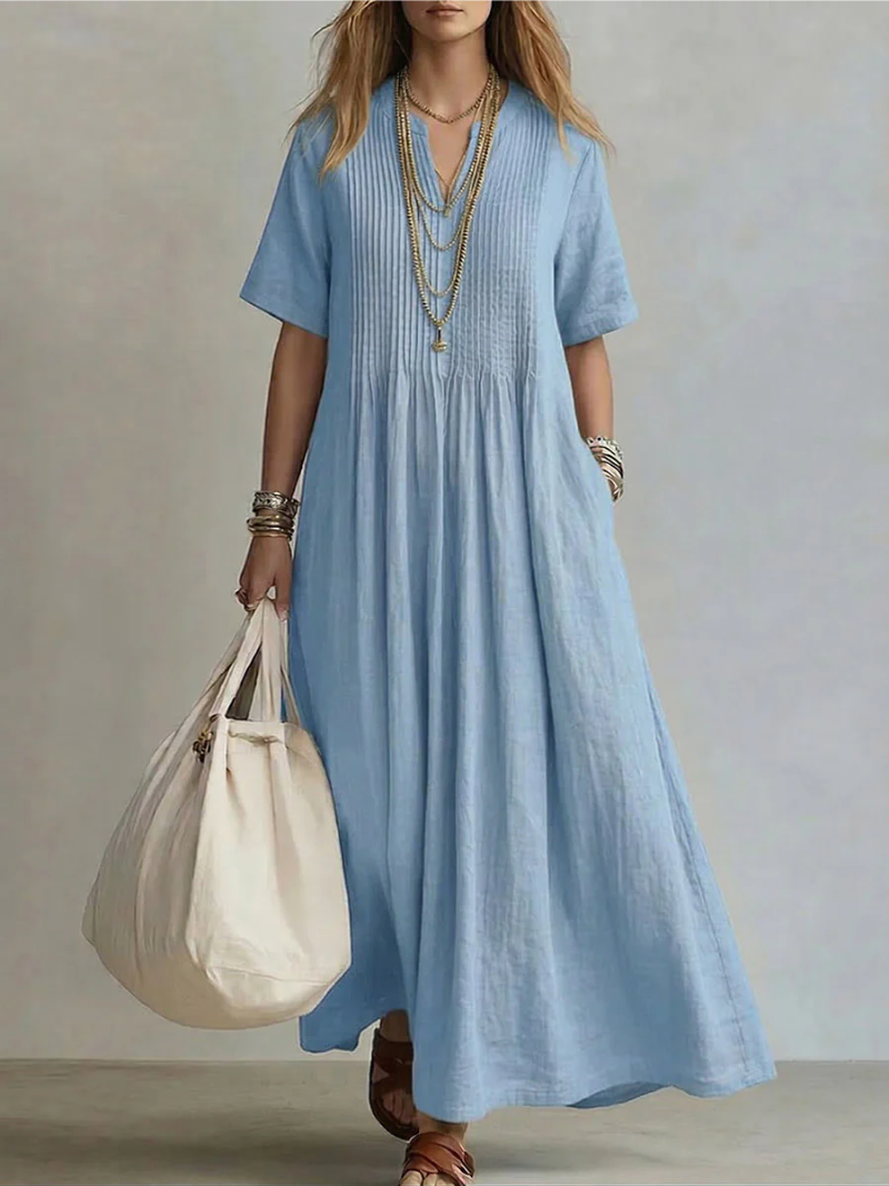 Betsaida - Elegante Vestido Con Cuello En V y Manga Corta