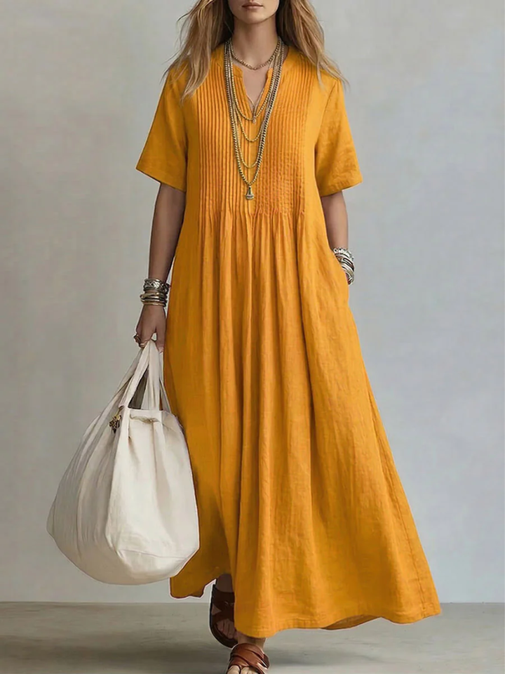 Betsaida - Elegante Vestido Con Cuello En V y Manga Corta
