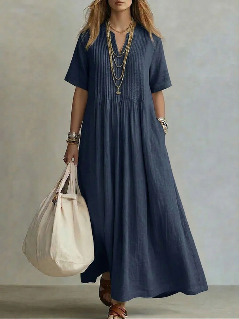 Betsaida - Elegante Vestido Con Cuello En V y Manga Corta