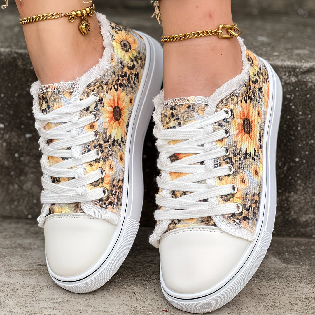 Portia - Zapatillas Con Cordones y Estampado De Girasoles