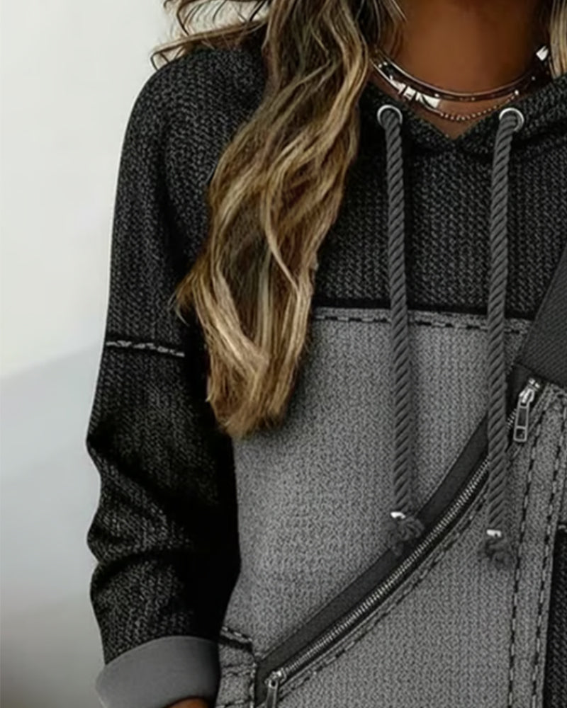 Soniya - Sudadera Con Capucha de Bloques de Color y Diseño Diagonal