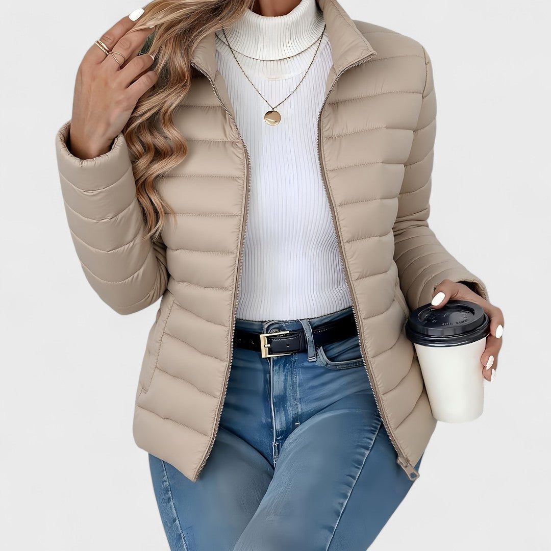 Simone - Elegante Chaqueta Larga Con Cuello