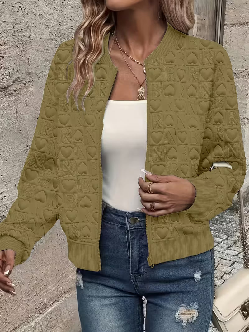Lojina - Chaqueta Con Cremallera Y Diseño De Corazones en Relieve