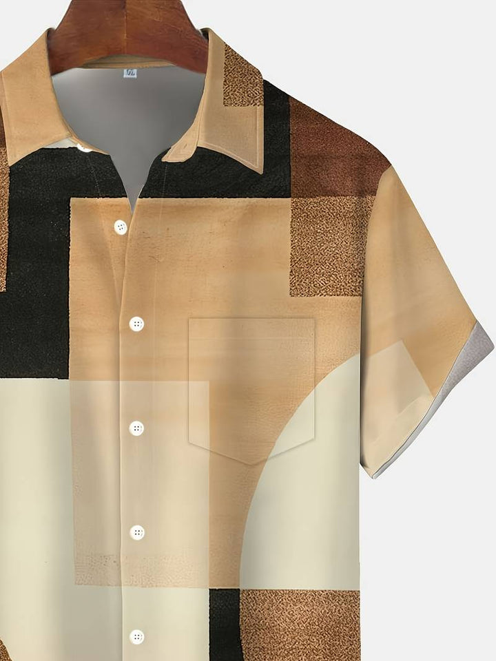 Boucher - Camisa De Manga Corta Con Estampado Geométrico Vintage Y Botones