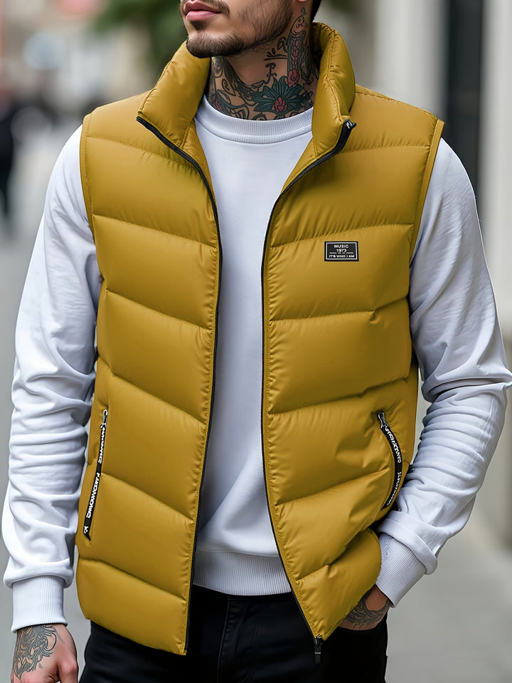 Aloyis - Chaleco Acolchado Con Cuello Alto Y Bolsillos Con Cremallera