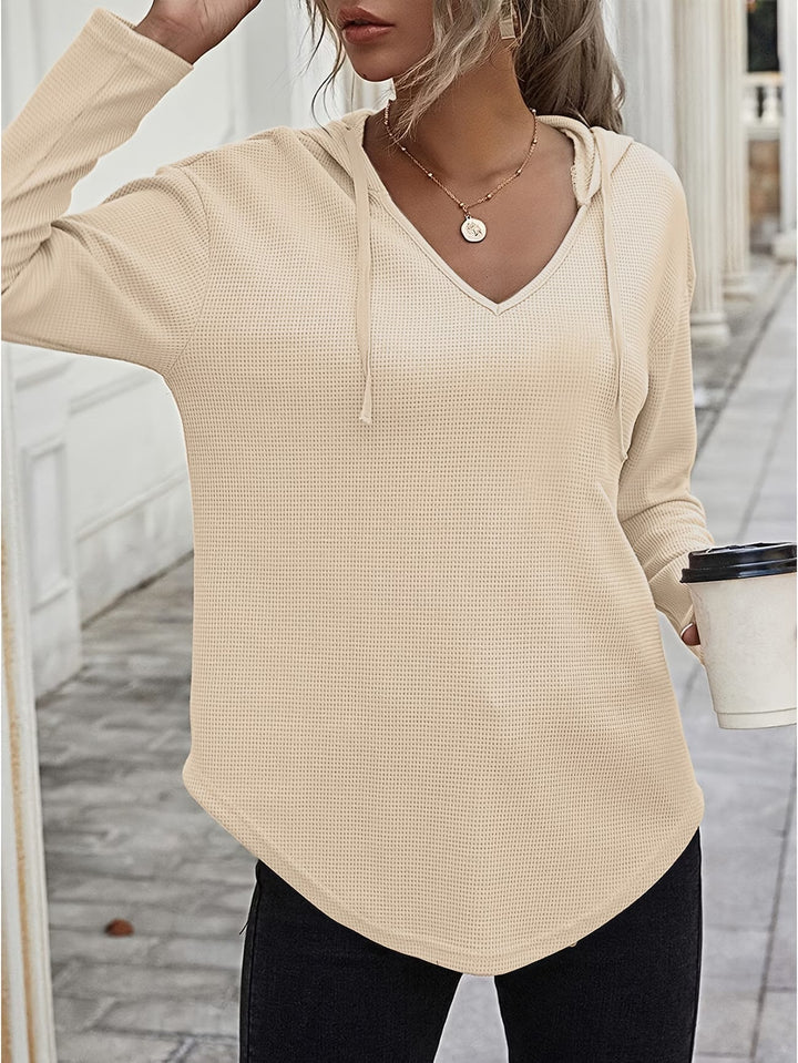 Seonie - Manga Larga Cuello en V Sudadera Con Capucha