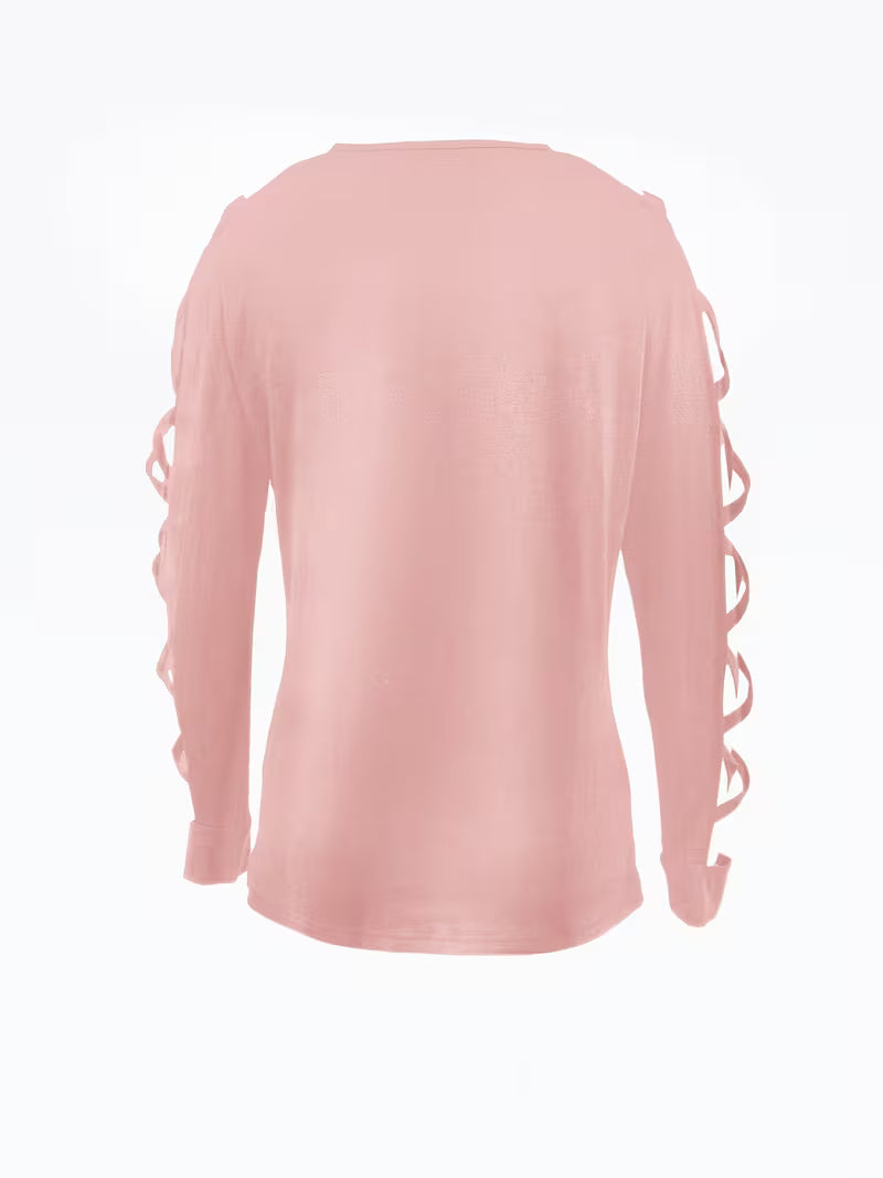 Yoonju - Camisa De Manga Larga Con Aberturas Y Mangas Entrecruzadas