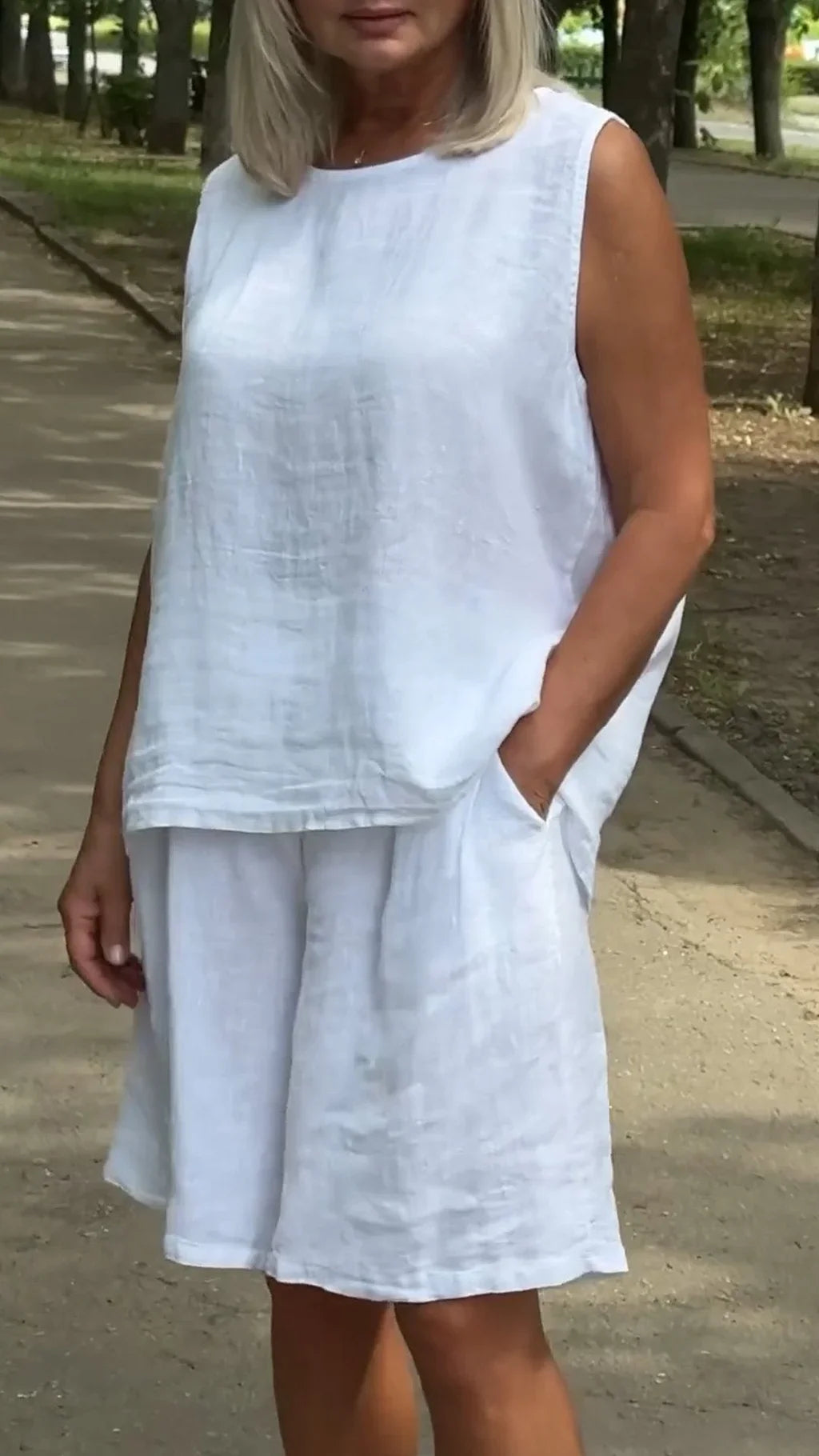 Jileana - Blusa Sin Mangas Transpirable y Pantalones Cortos Holgados