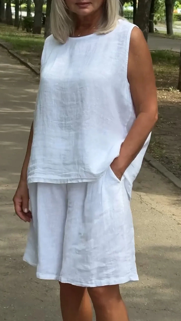 Jileana - Blusa Sin Mangas Transpirable y Pantalones Cortos Holgados