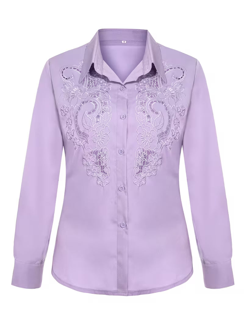 Jorunn - Blusa De Manga Larga Con Aberturas y Bordados