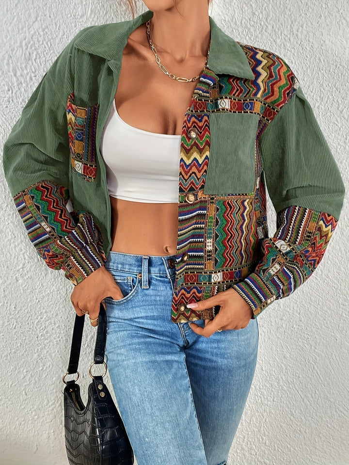 Amelina - Chaqueta De Pana Con Diseño Boho De Patchwork Y Botones