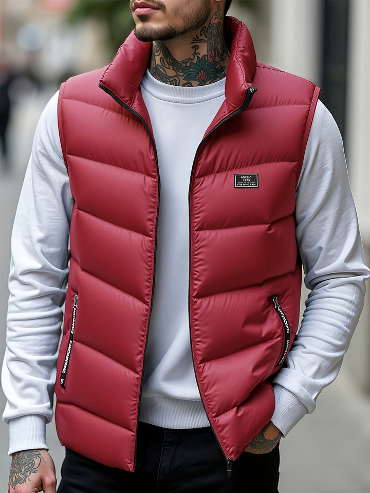 Aloyis - Chaleco Acolchado Con Cuello Alto Y Bolsillos Con Cremallera