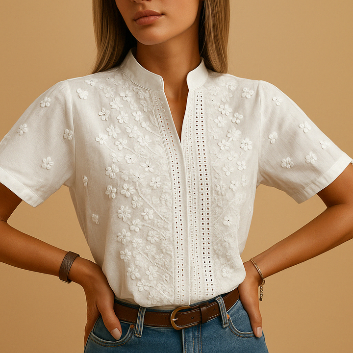 Leanaa - Blusa Moderna Con Bordados Florales