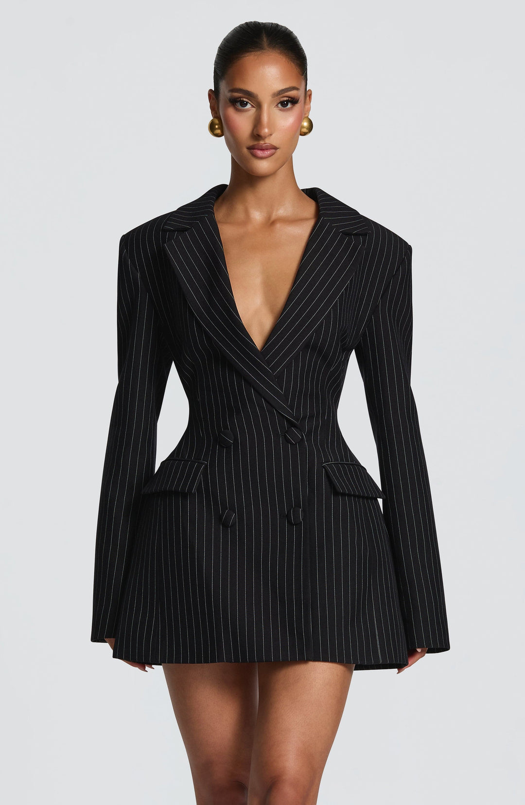 Zaerine - Vestido Mini Tipo Blazer De Doble Botonadura Y Corte Entallado