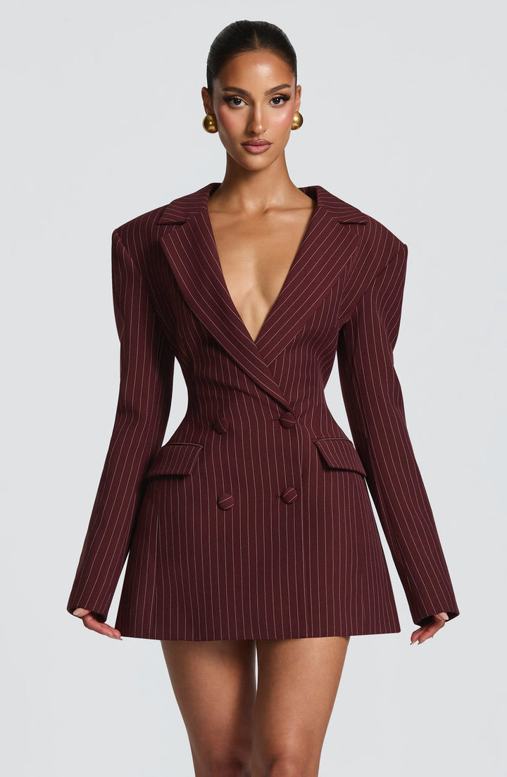 Zaerine - Vestido Mini Tipo Blazer De Doble Botonadura Y Corte Entallado
