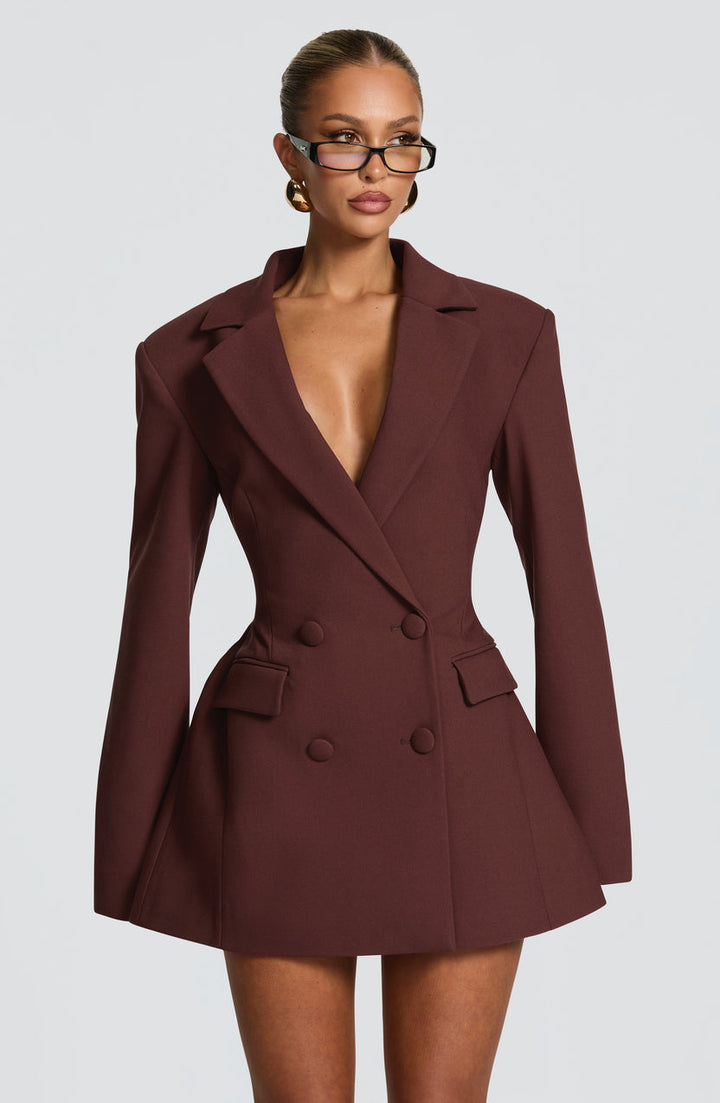 Zaerine - Vestido Mini Tipo Blazer De Doble Botonadura Y Corte Entallado