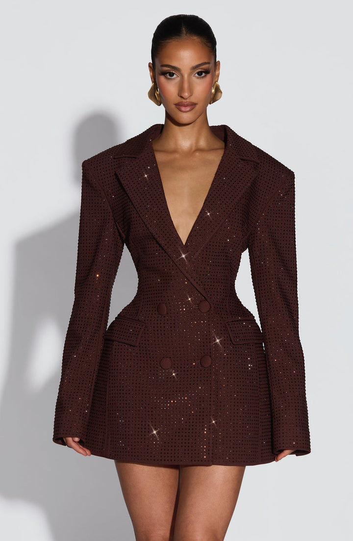 Zaerine - Vestido Mini Tipo Blazer De Doble Botonadura Y Corte Entallado