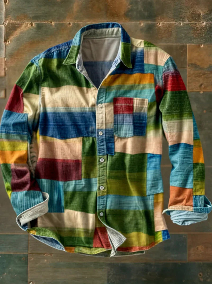 Jhoanny - Camisa De Manga Larga Con Estampado Geométrico De Retazos