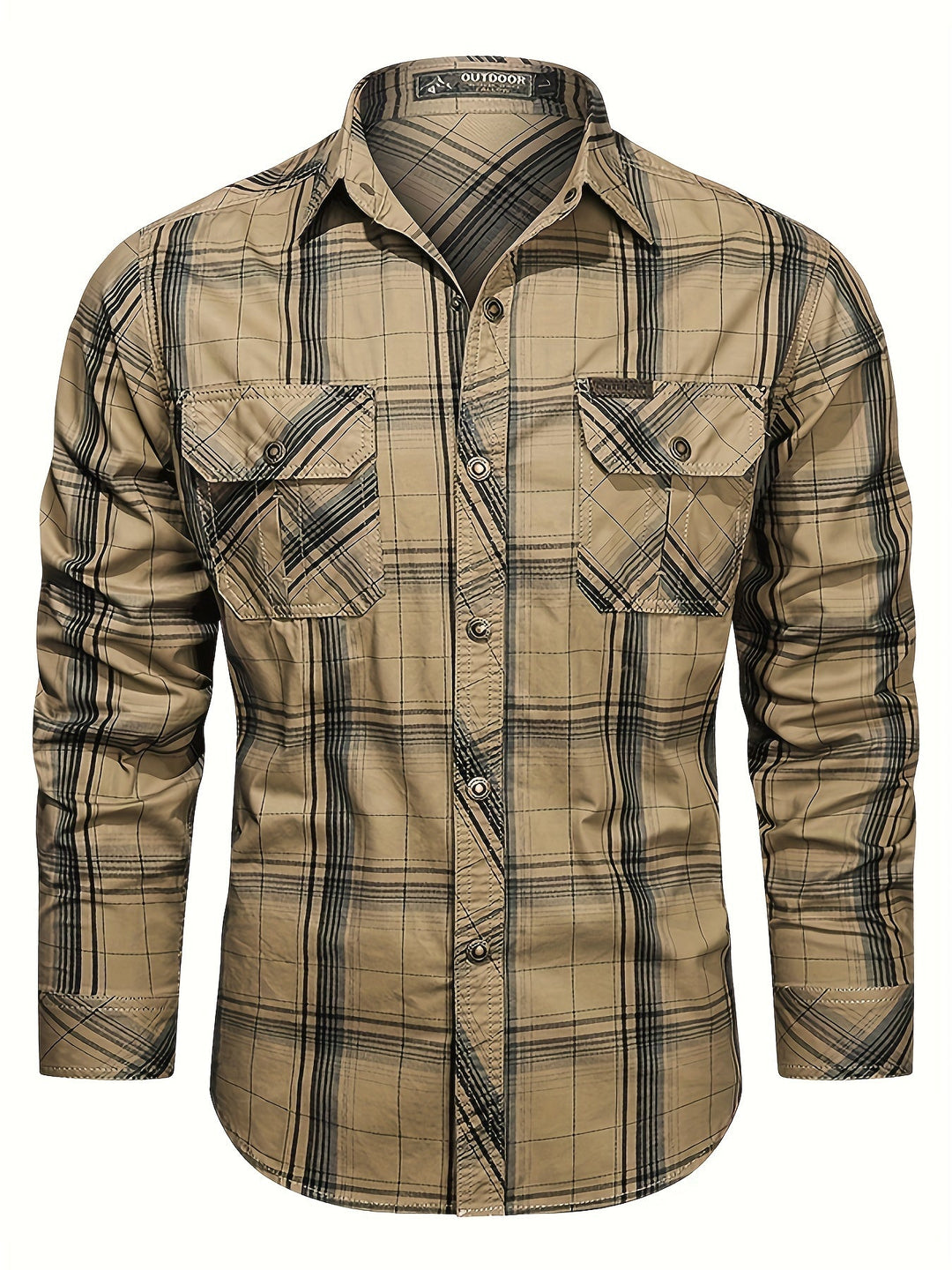 Thimos - Camisa de Manga Larga a Cuadros con Múltiples Bolsillos