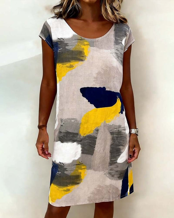 Addie - Vestido de Cuello Redondo con Estampado Tie-dye