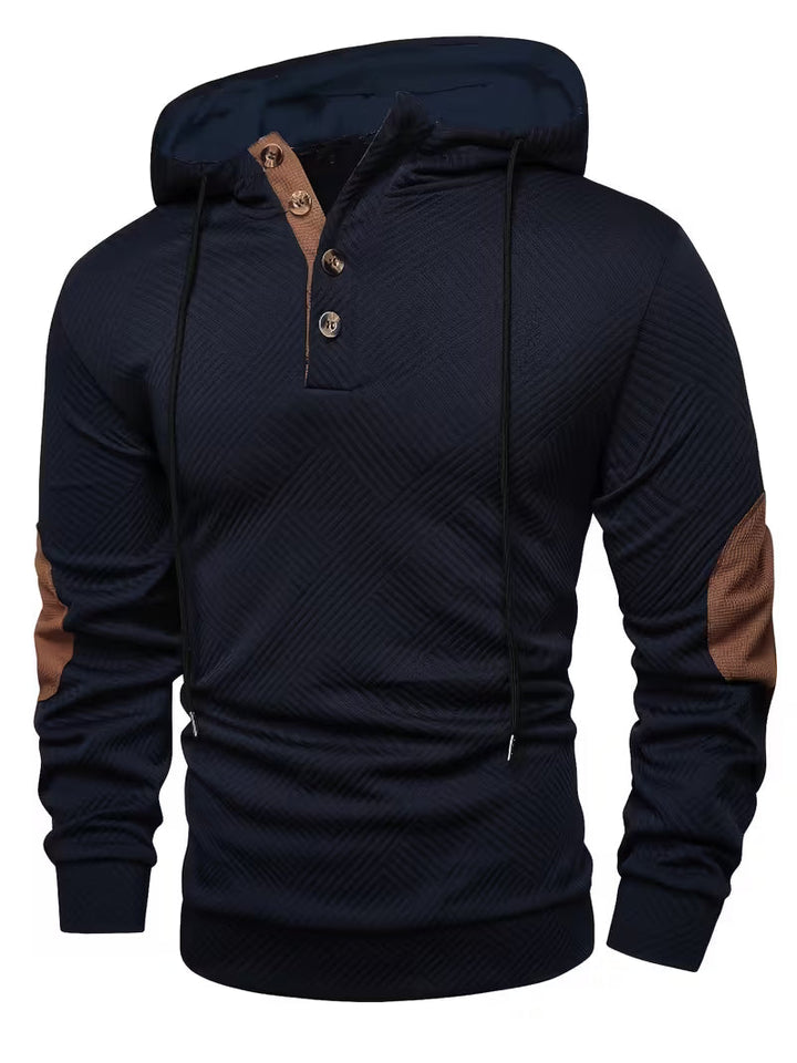 Alejandro - Sudadera Con Capucha y Textura Con Parches en Los Codos en Color de Contraste