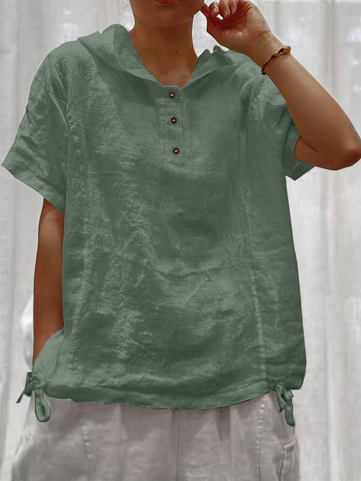 Dounia - Sudadera Holgada De Manga Corta Con Capucha Y Botones