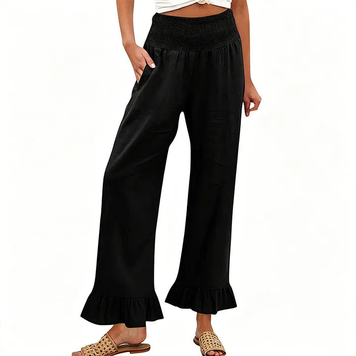 Moriom - Pantalones Holgados De Algodón Estilo Boho Con Volantes