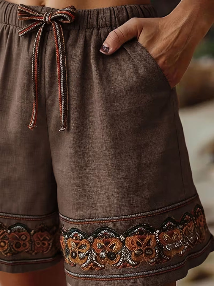 Syzina - Pantalones Cortos Con Cintura Elástica y Cordón
