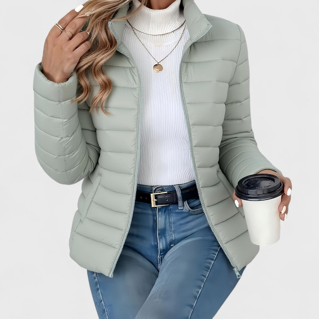 Simone - Elegante Chaqueta Larga Con Cuello