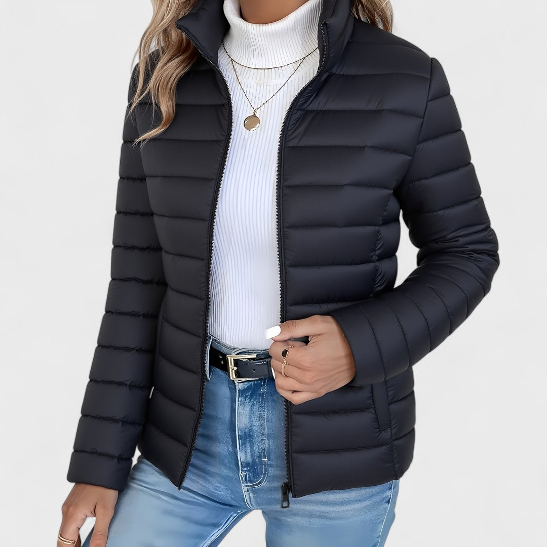 Simone - Elegante Chaqueta Larga Con Cuello