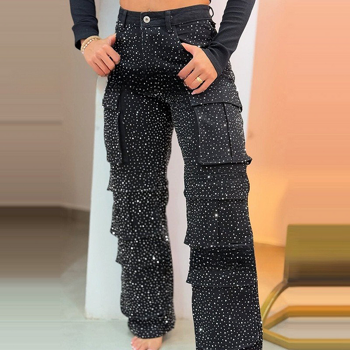Leseli - Pantalones Cargo Elegantes Con Acabado Brillante