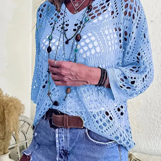 Raissa - De Punto Top Con Cuello en V