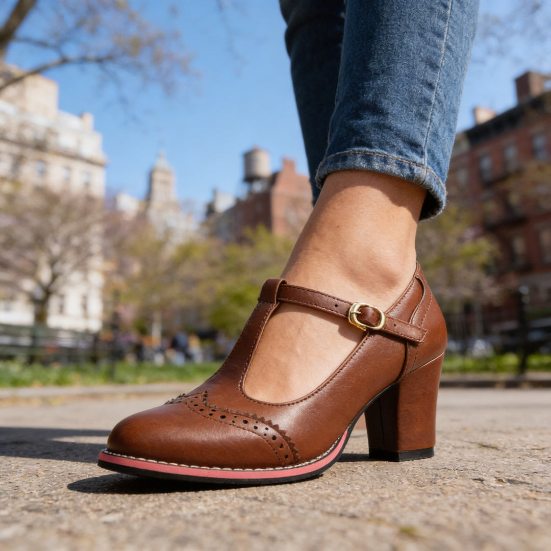Fiorella - Zapatos De Salón De Tacón Medio Con Correa Y Hebilla Clásica